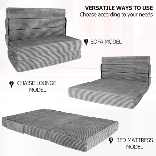 5-Fold Convertible Sofa Bed with 18-Inch Backrest – Folding Sofa Bed Chair for