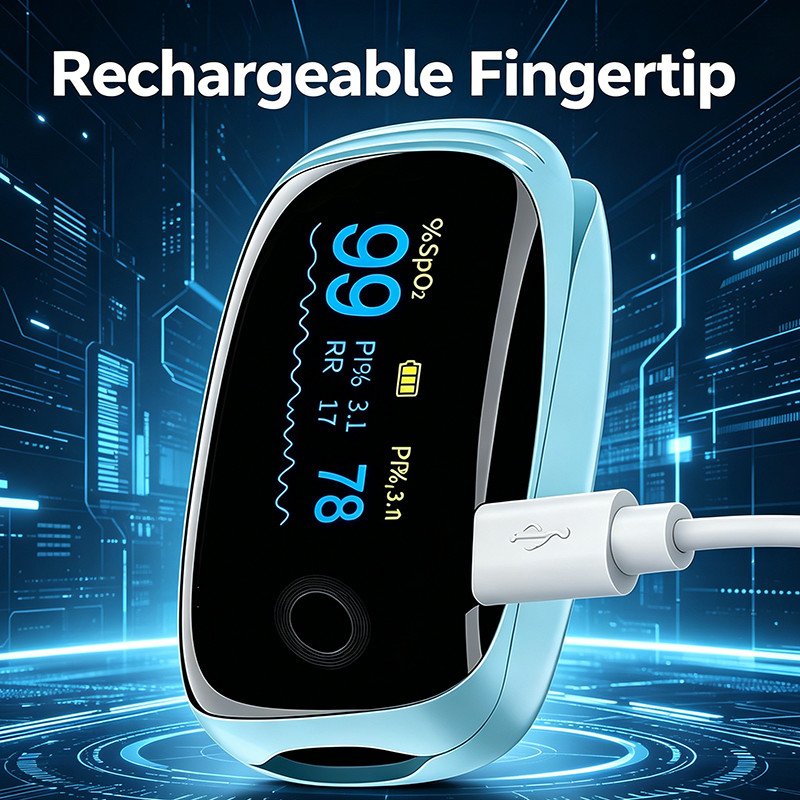 Rechargeable Pulse Oximeter Fingertip Blood Oxygen Monitor SpO2 Pulse Rate Meter