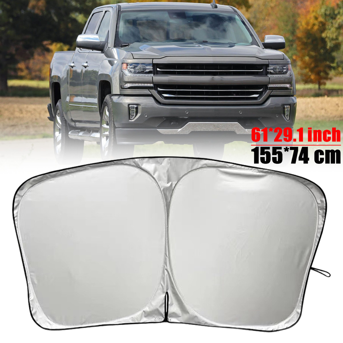 For Chevy Car Truck Silver Windshield Front Folding Sun Shade Sunshade 29"x61"