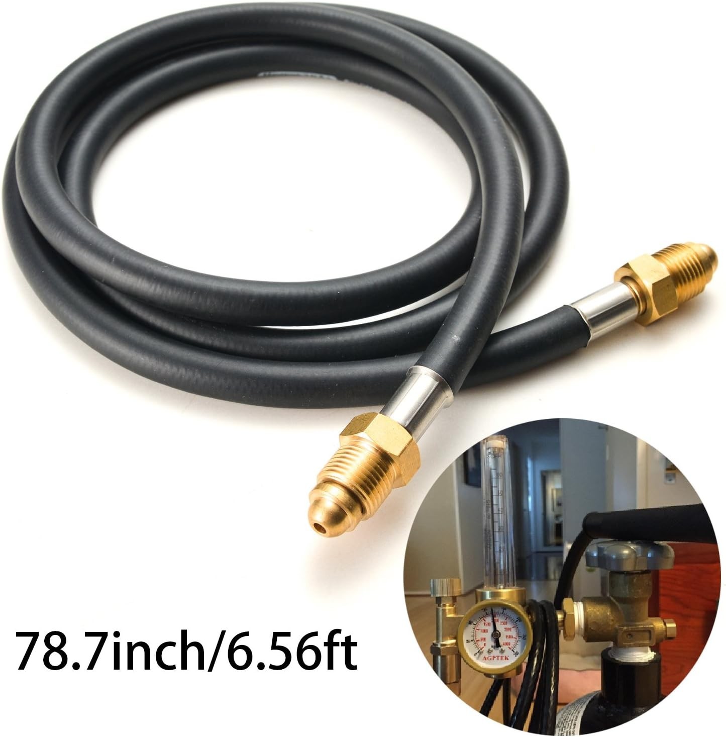 Argon CO2 Flow Meter Regulator Hose 6.56ft for MIG TIG Welding Efficiency