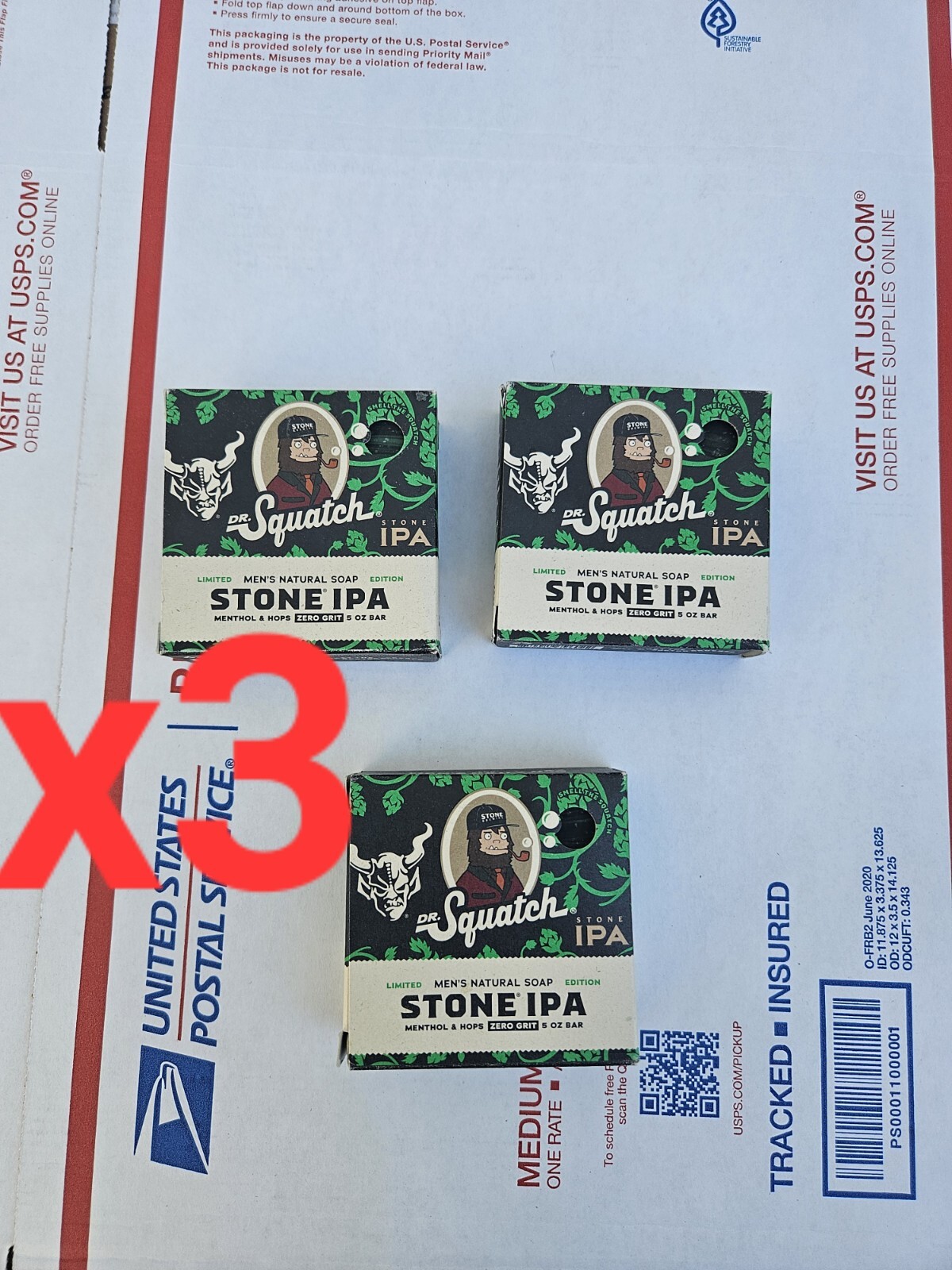 3x LOT- Dr. Squatch Limited Edition Stone IPA Menthol & Hops 5 oz Natural Soap