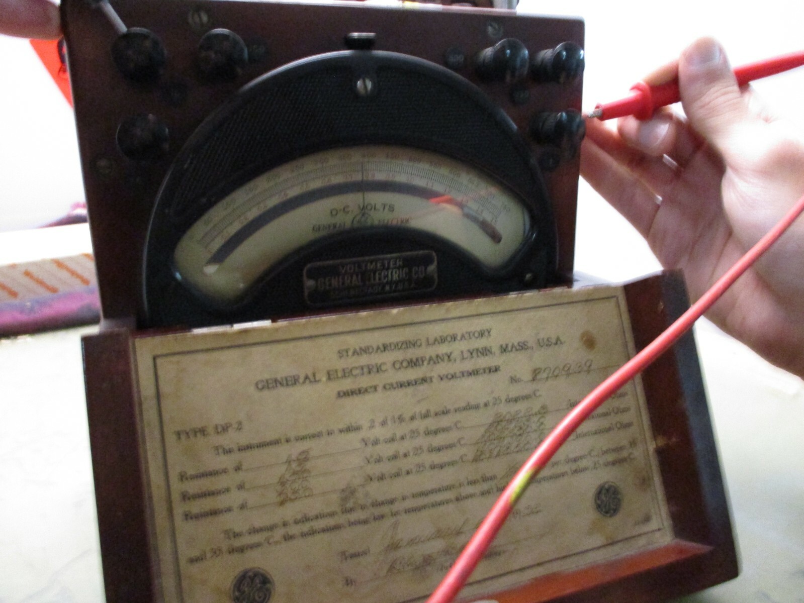 vintage 1932 general electric voltmeter dp-2 [3*D-23]