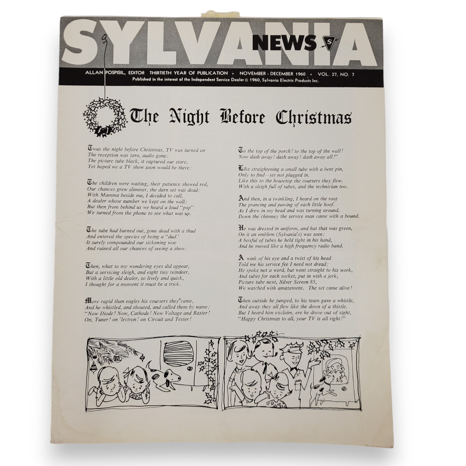 Vintage Sylvania News Publication Nov-Dec 1960 Night Before Christmas Issue