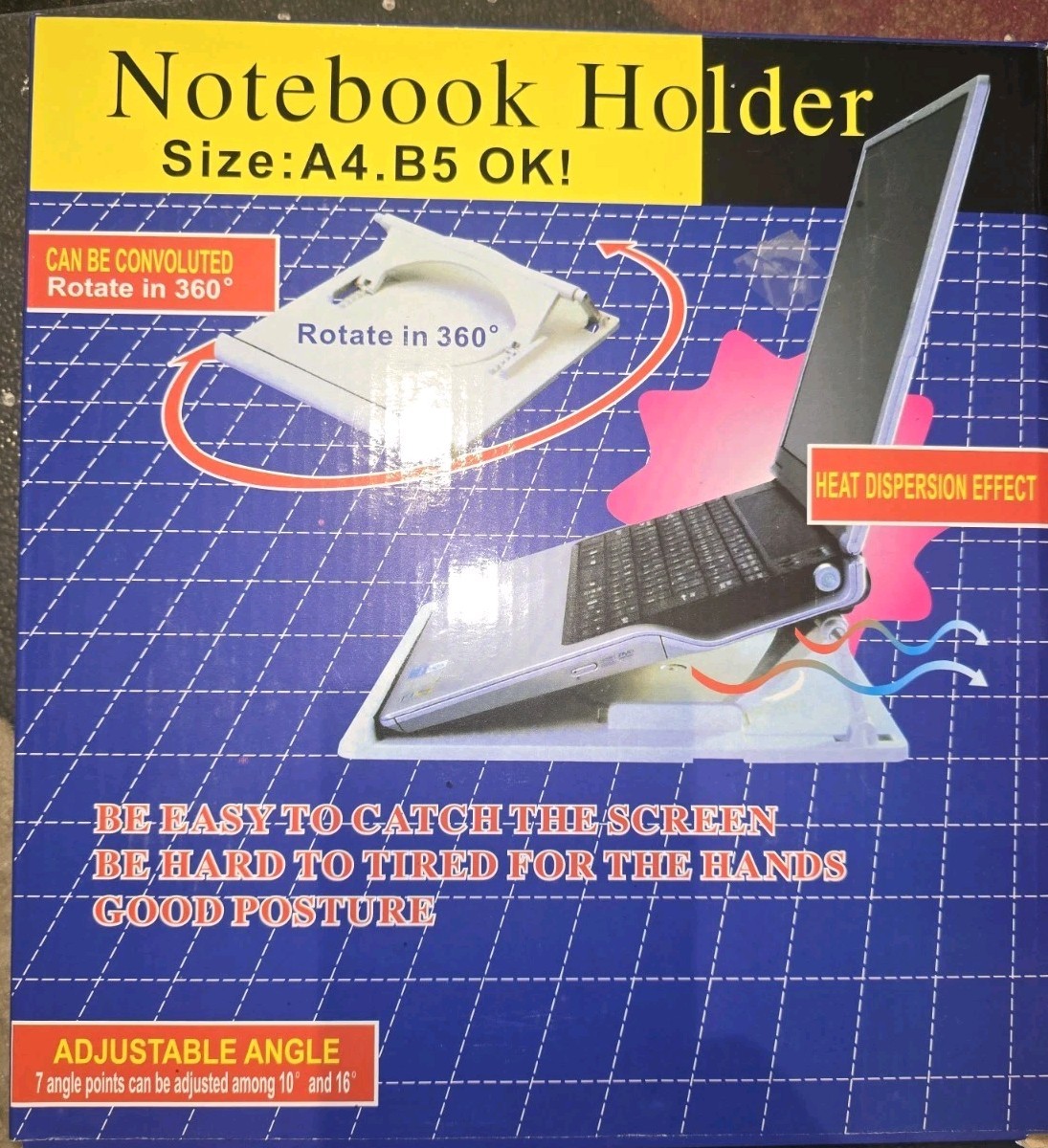 Laptop ~ Notebook Holder  Rotates 360° Adjustable Angle Heat Dispersion