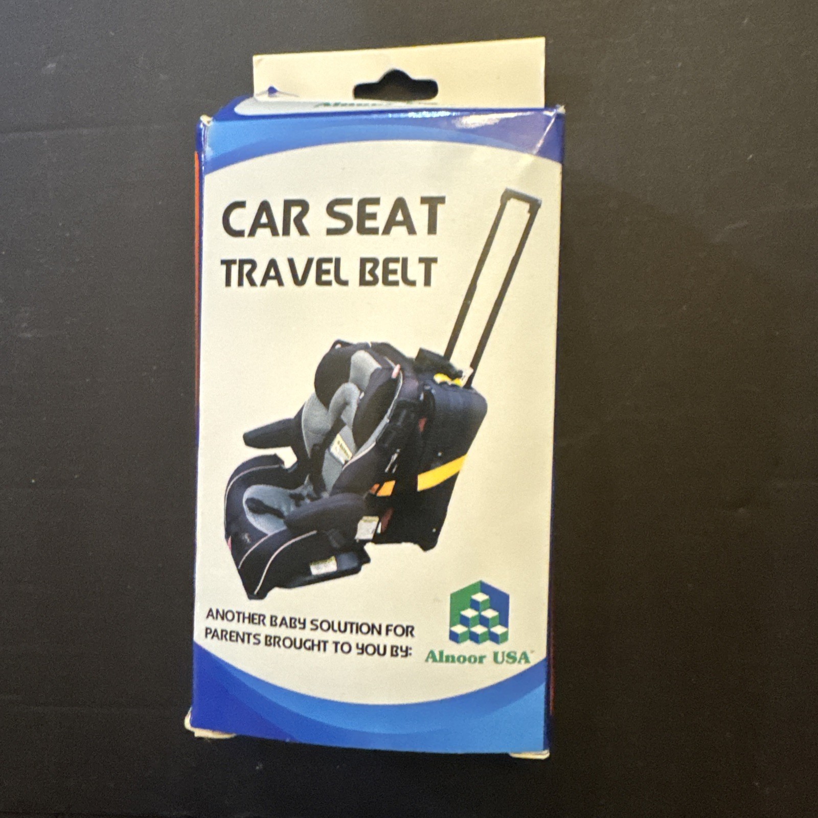 NEW in box Alnoor USA Car Seat Travel Belt Strap to Attach Luggage to Car Seat