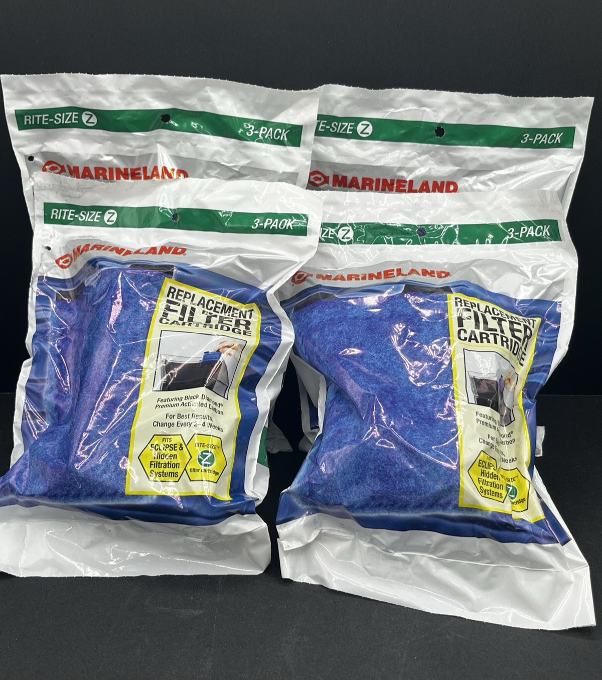 Marineland Rite Size Z Filter Cartridges Lot of 4 Pks of 3 Aquarium Replacement