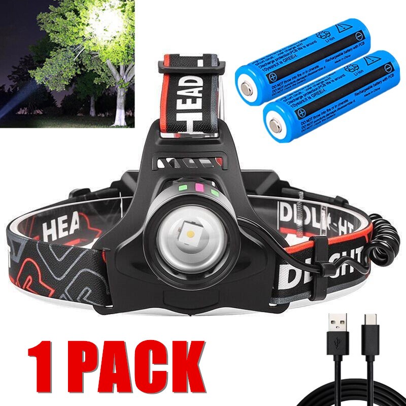 Super Bright 30W High Powered Rechargeable Headlamp Tactical Security Headlight