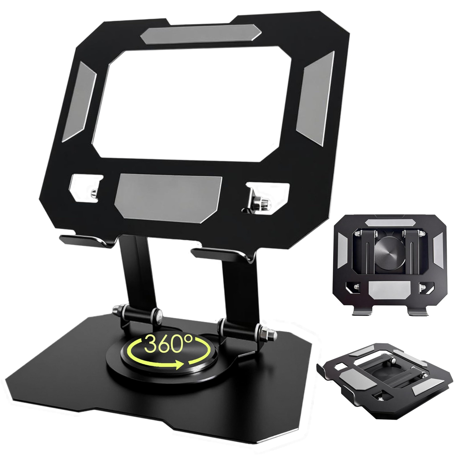 YTDSUP Tablet Stand for iPad, 360° Rotating Desktop Black-1 PACK, Black