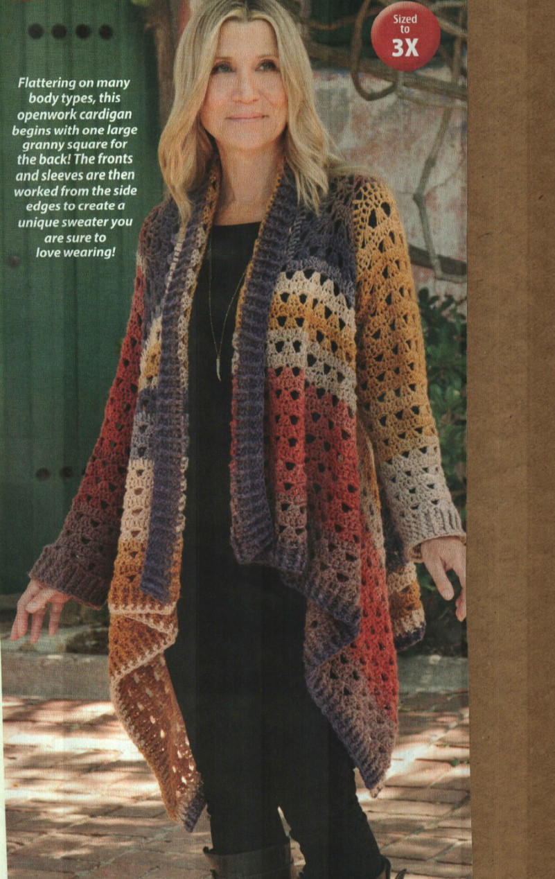 EUPHORIA CARDI SWEATER 6 SIZES WOMEN'S CROCHET PATTERN INSTRUCTIONS