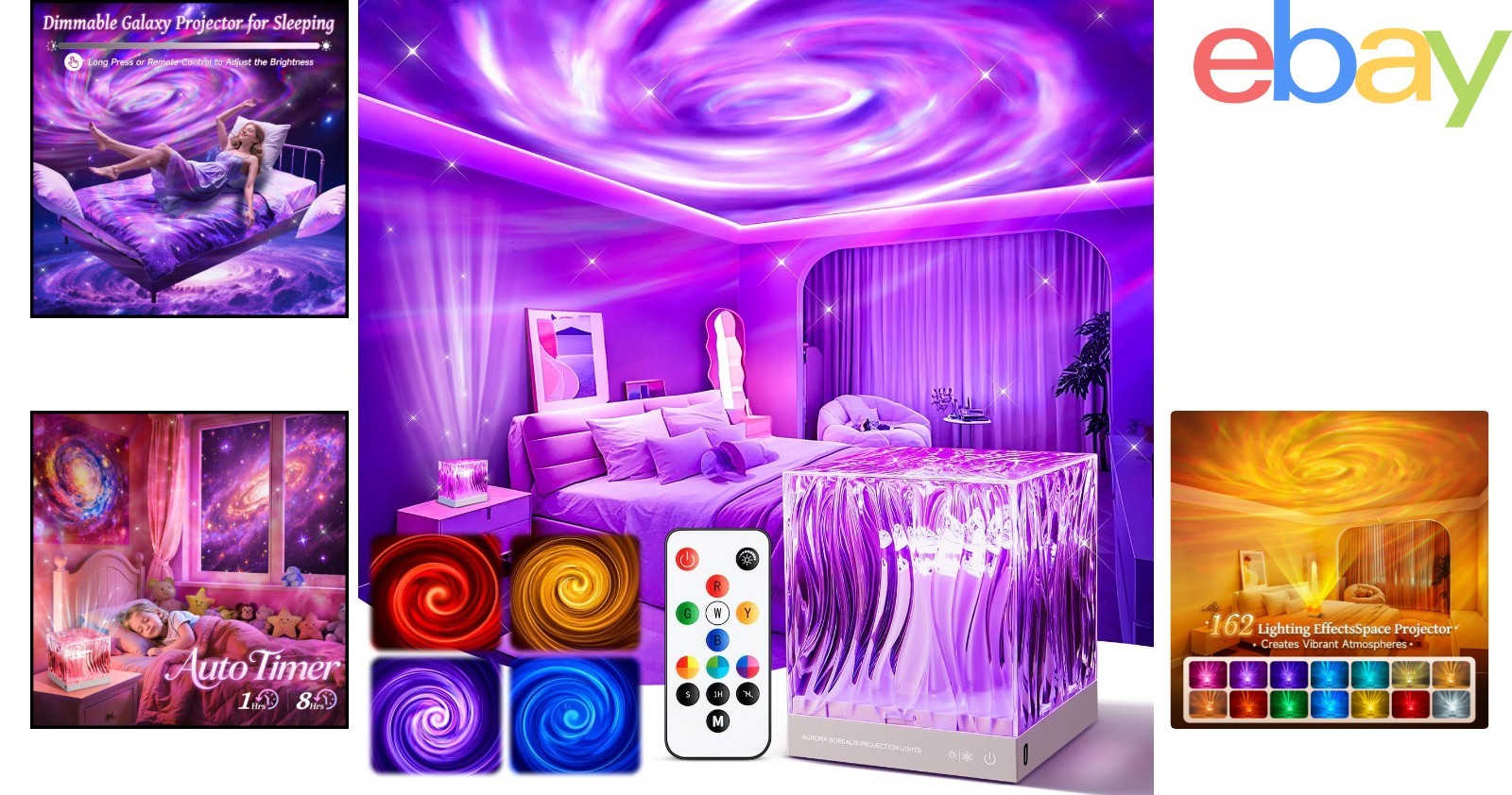 Hologram Cube Galaxy Projector for Kids with Auto Timer and Brightness Control