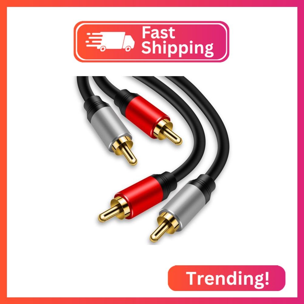 Tan QY 2RCA to 2RCA Cable 40Ft, Gold-Plated 2 RCA Male to 2 RCA Male Stereo Audi