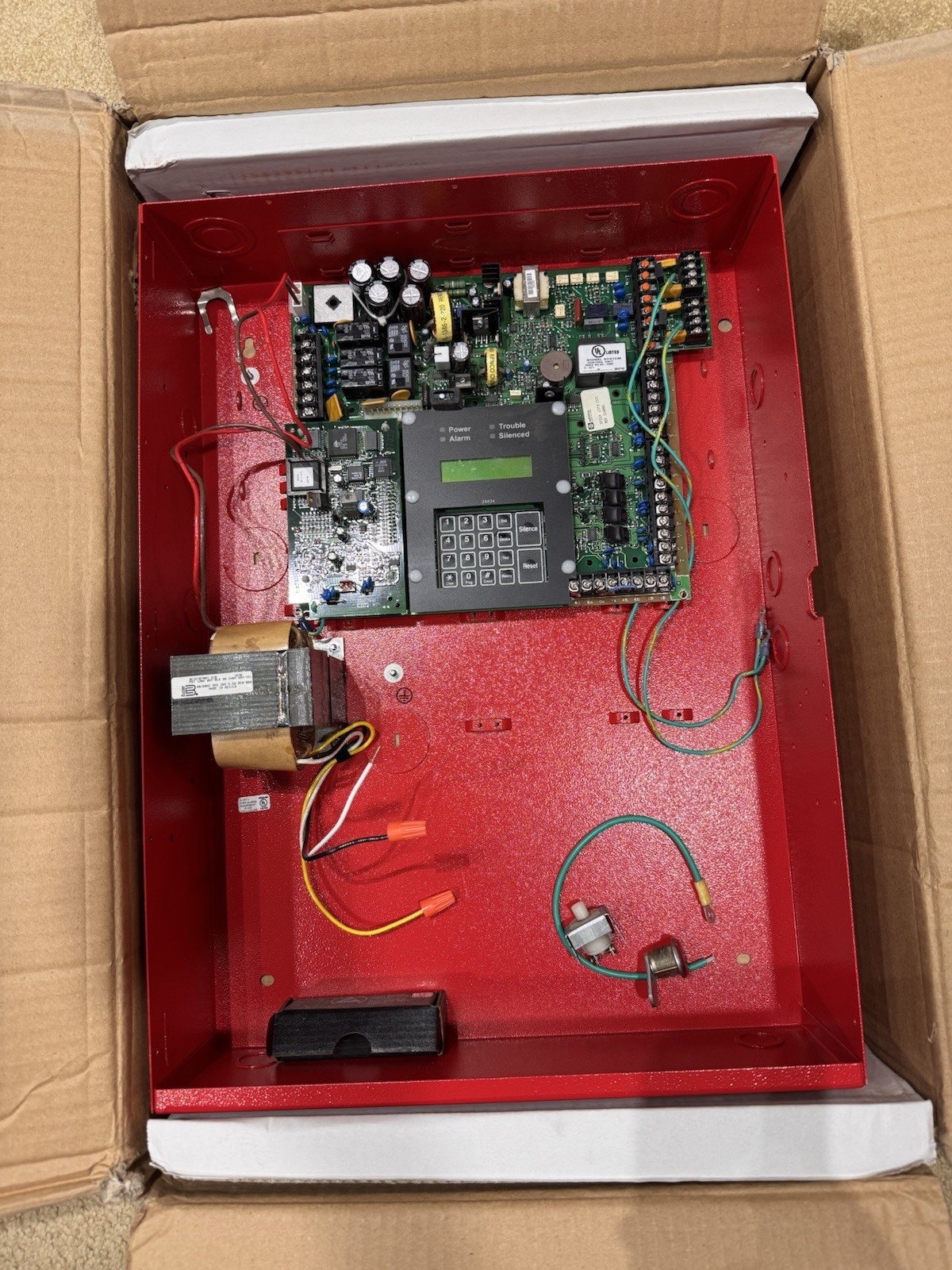 Radionics D7024 Fire Control / Communicator Panel Board Red Enclosure