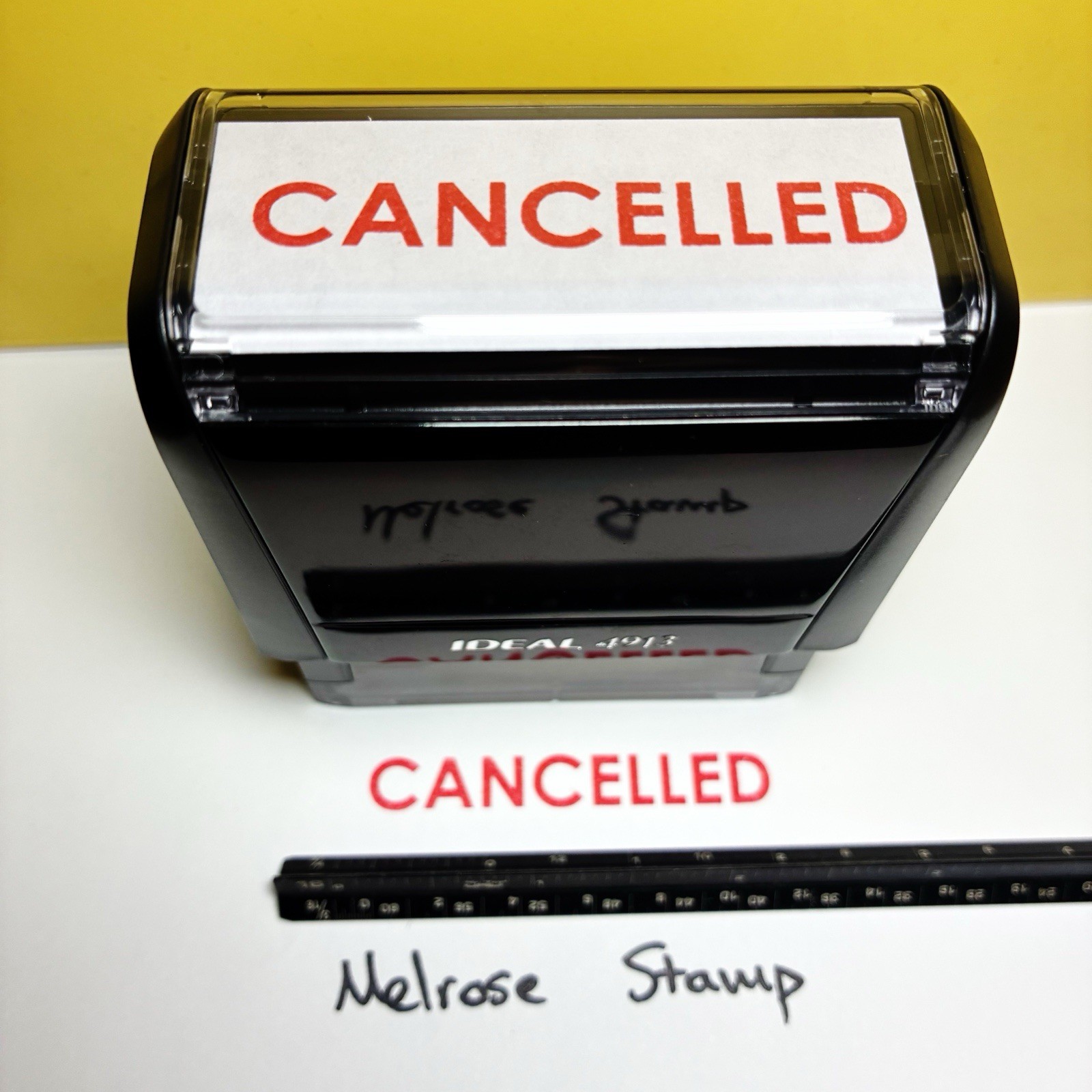 Cancelled Rubber Stamp Red Ink Self Inking Ideal 4913