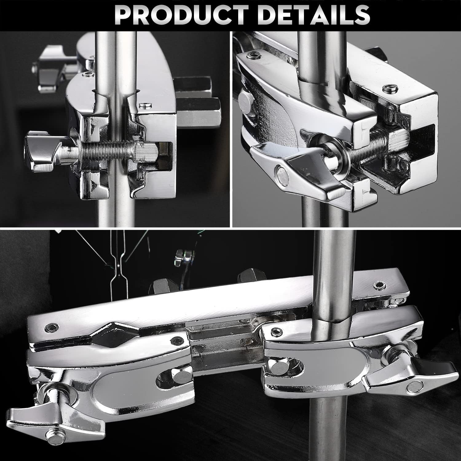 Adjustable Drum Multi-Clamp - Secure, Lightweight Holder for Cymbals & Toms