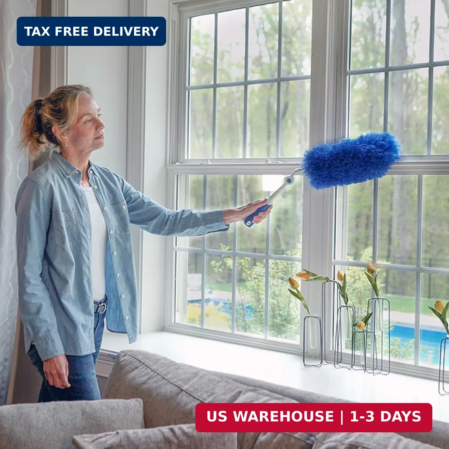 Unger Connect and Clean Microfiber Duster with Pivoting Handle, Dusters for Clea