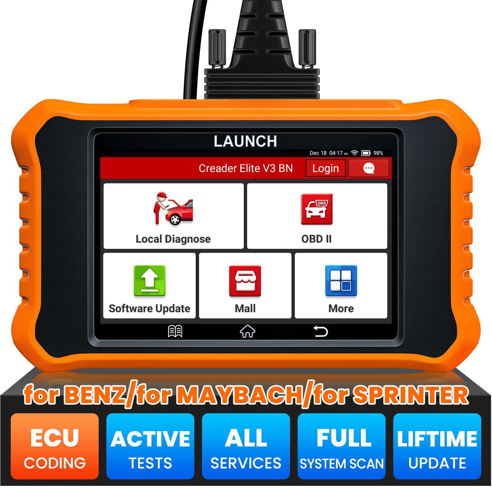 LAUNCH Creader Elite 3.0 for Mercedes-Benz Car Diagnostic Tool Scanner Coding