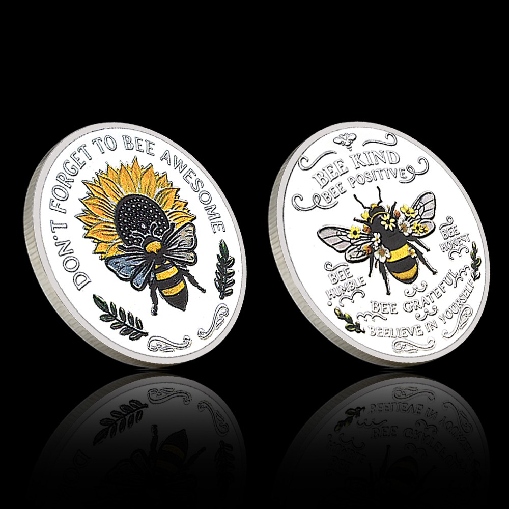 Bee Positive Sunflower Challenge Coin Inspirational Bee Kind Collectible Coin