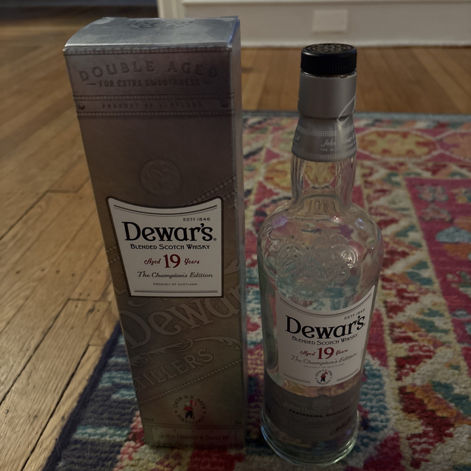 Empty Bottle And Box Dewar's 19 Year Old US Open The Champions Edition Whisky