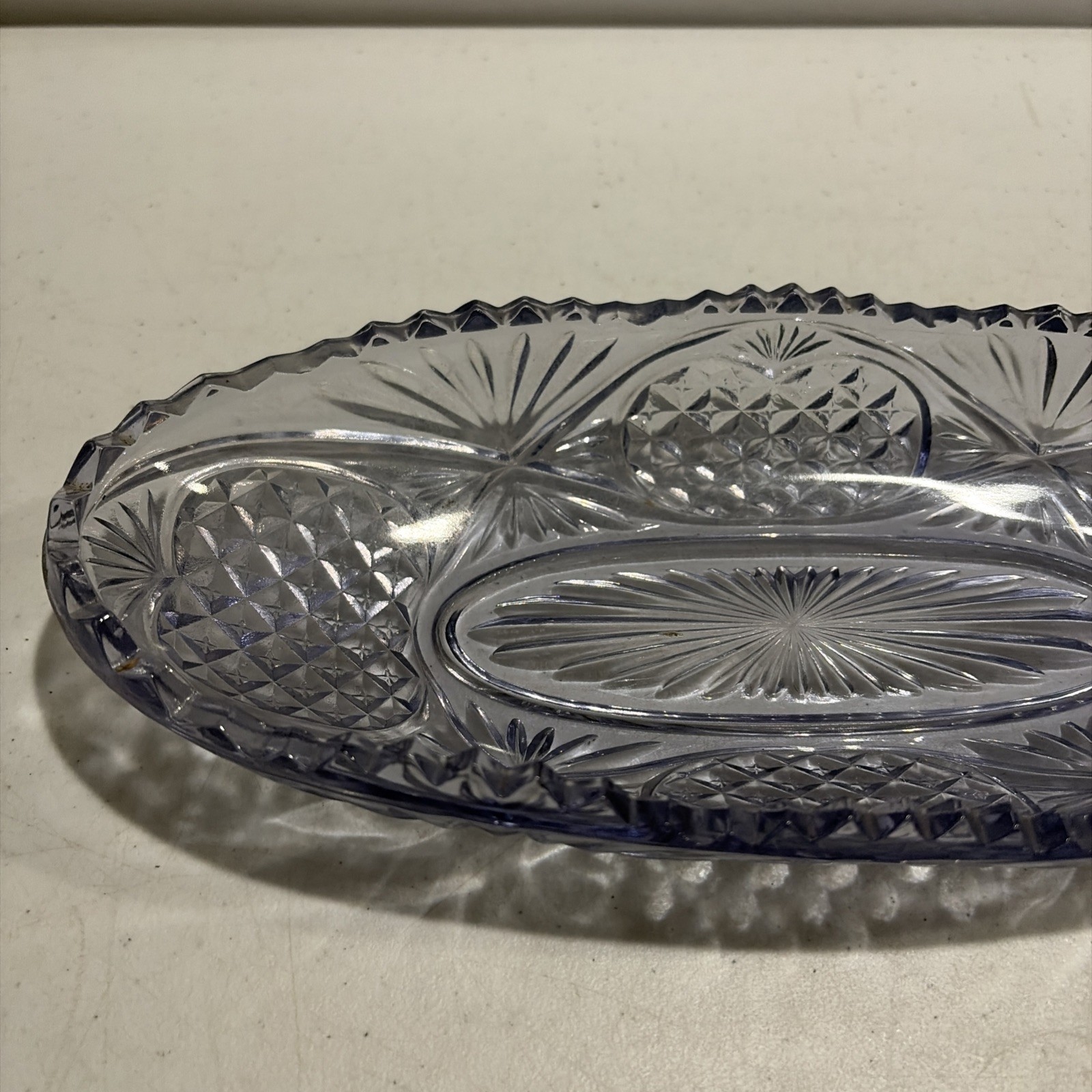 Purple Hue Celery Oval Serving Glass Dish