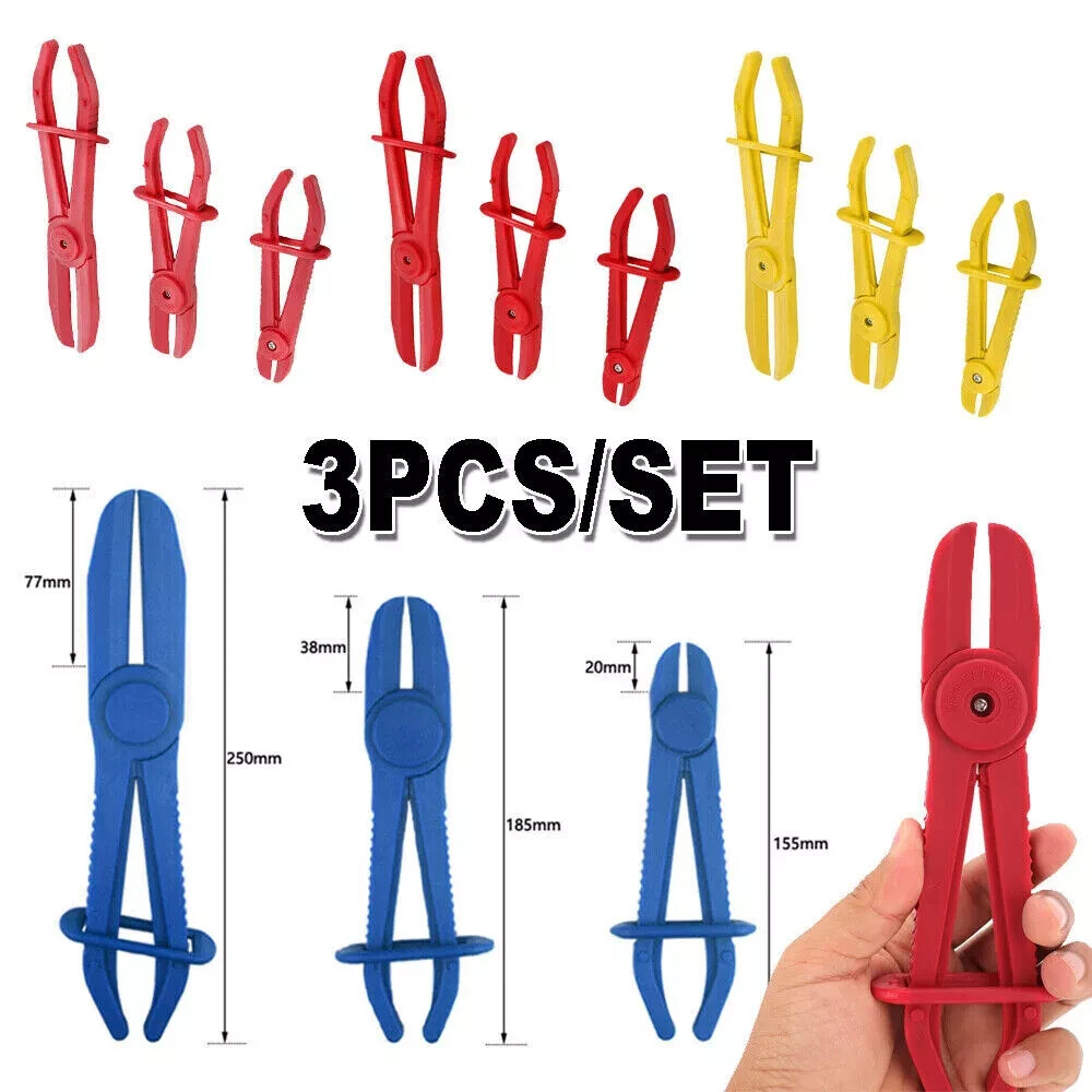 3 pack Fuel Water Brake Line Pipe Pinch Off Pliers Flexible Hose Clamp Kit Tool