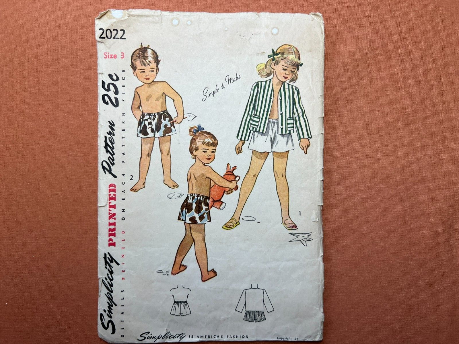 Simplicity Pattern 2022 Childrens Girls Shorts & Blazer Size 3 Cut Complete