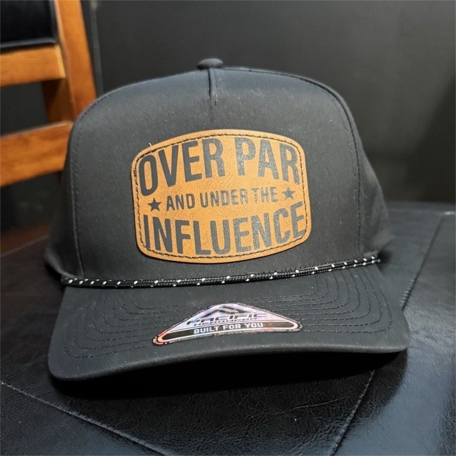 Pacific Headwear Over Par And Under The Influence Golf Hat Black Mesh SnapBack