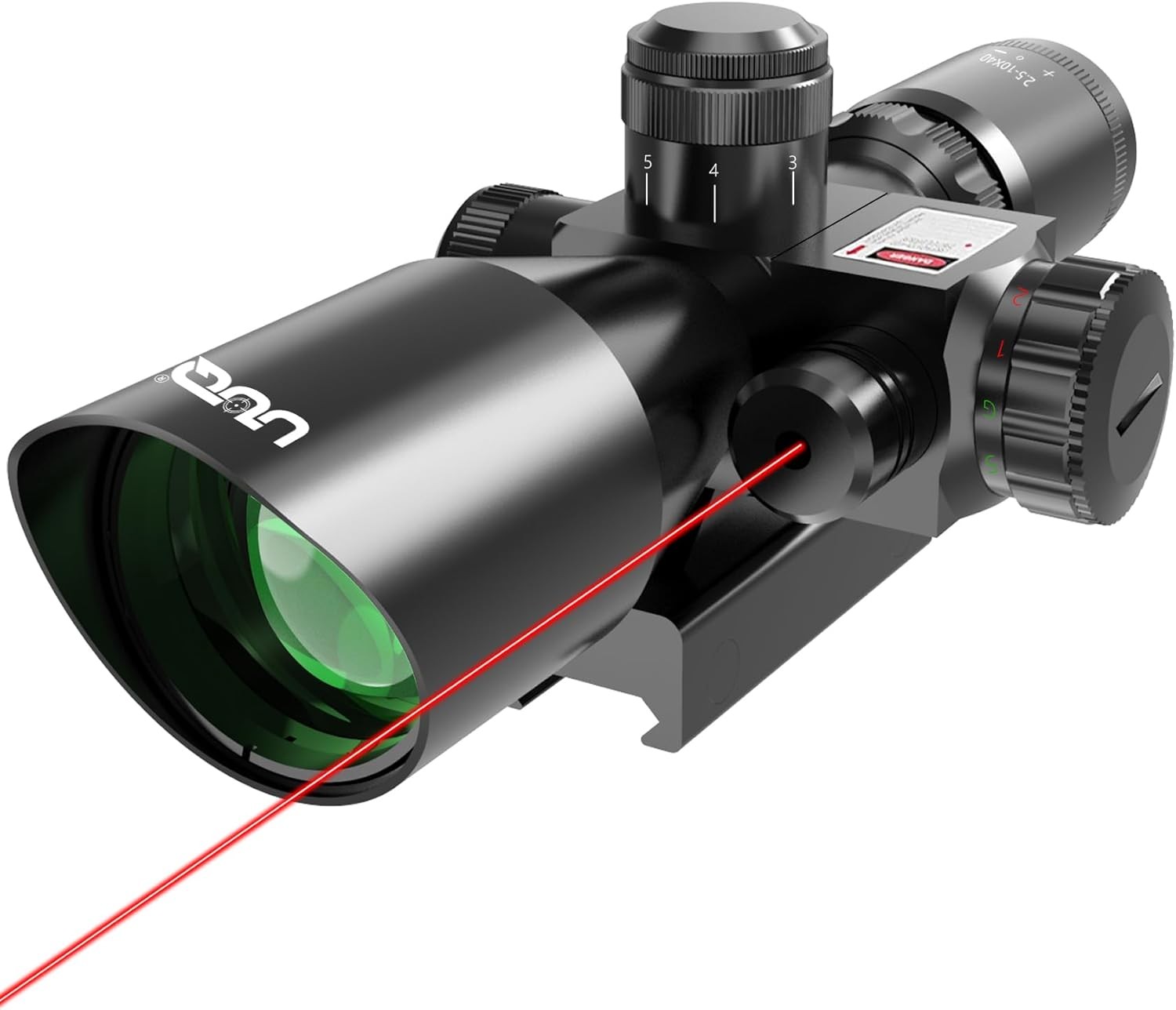 UUQ 2.5-10x40 Rifle Scope with Red/Green Illuminated Mil-dot with Red/Green Lase