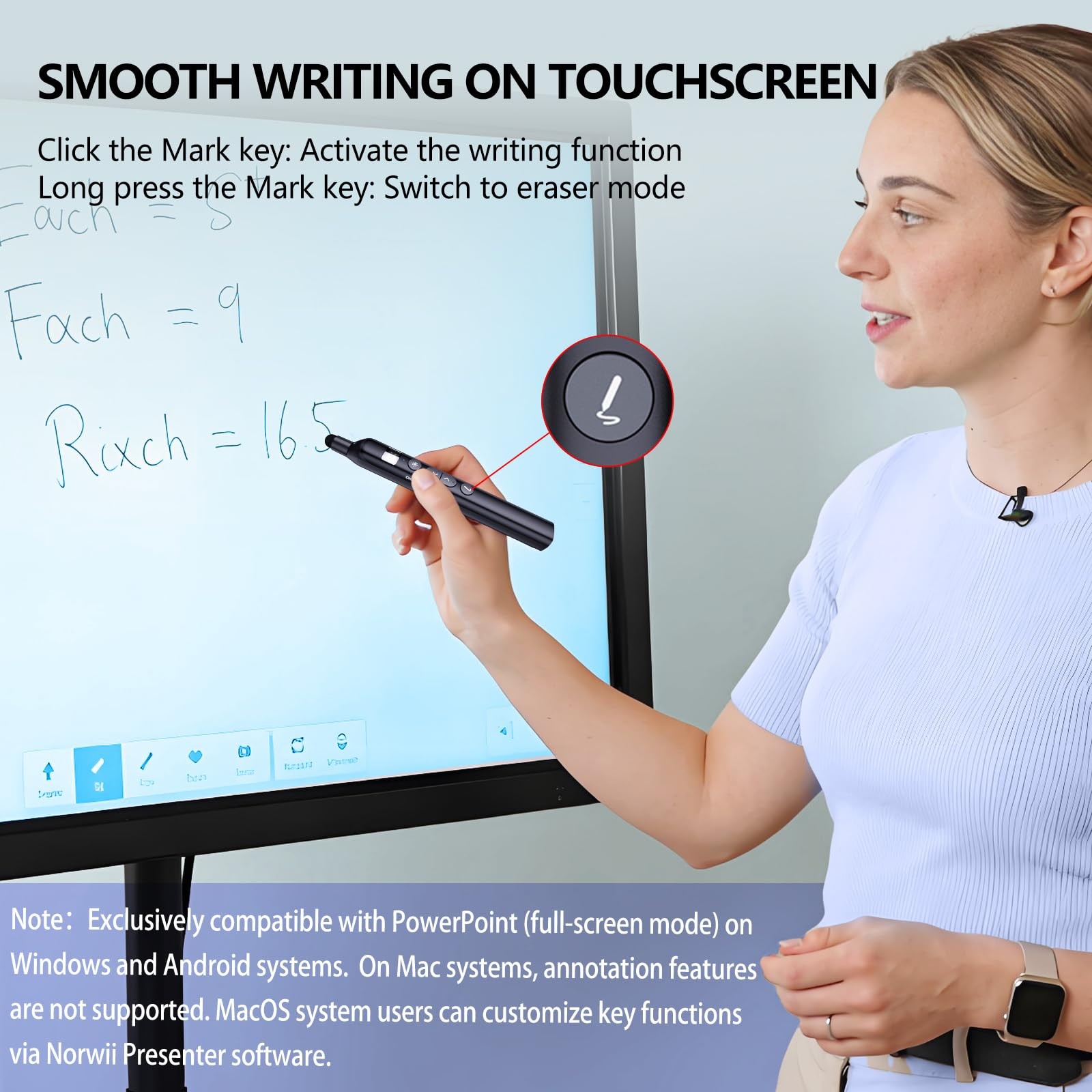 N21 Bluetooth Presentation Clicker with Telescopic Teaching Pointer, Presenta...