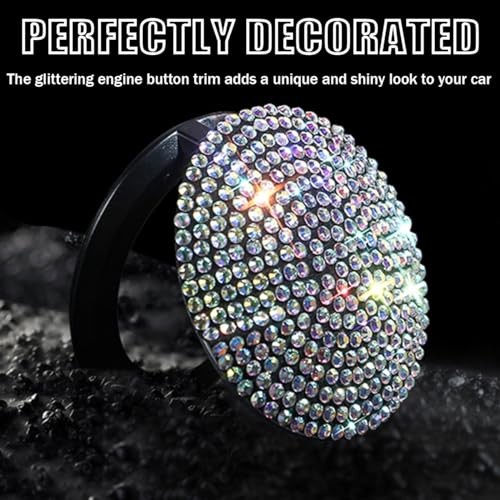 Bittwee Bling Car Engine Start Stop Button Cover, Rhinestone Shiny Diamond Red