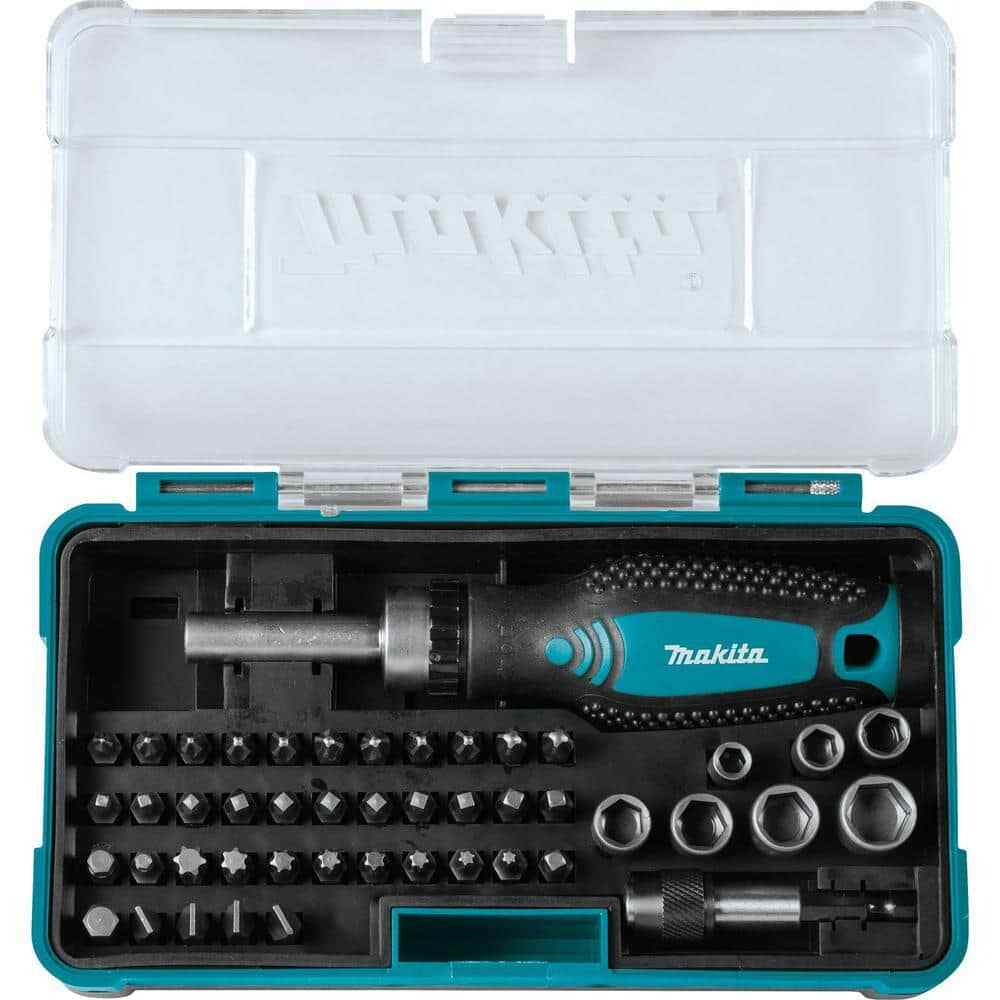 47 Piece Ratchet & Bit Set Phillips Torx Slotted Hex Square Bits Sockets Case