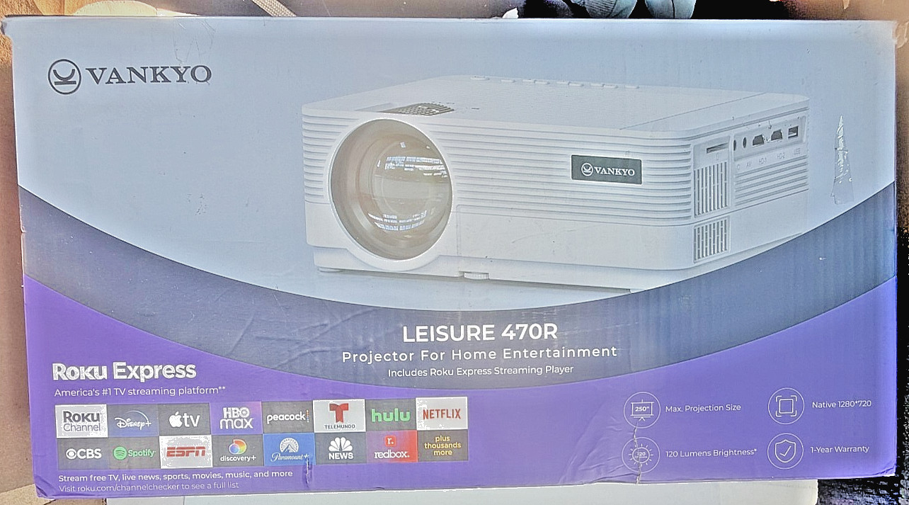VANKYO Leisure 470R HD Mini Projector w/ Roku Express 720p New Unopened
