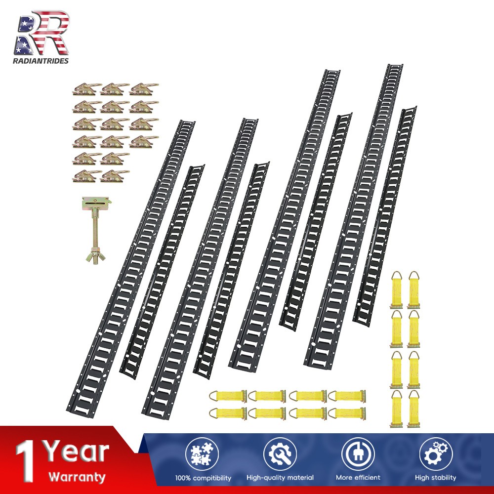 Mixed Length E Track Rails 41 Pack 5' 8' Black With D-Rings O-Rings Metal Steel