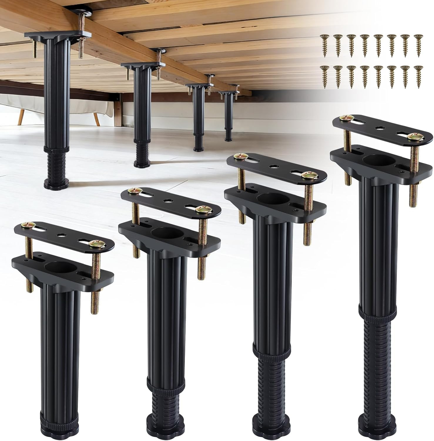 7.8-13" Adjustable Height Bed Support Legs 4PK Heavy Duty Bed Frame Support Legs