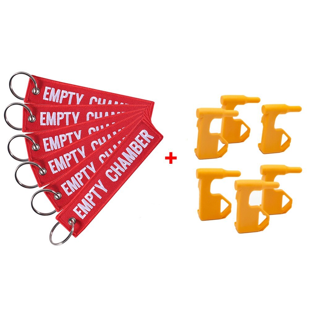 6Pack Empty Chamber Key Chains with Flags for Safety Tags Gun Pistol Indicator