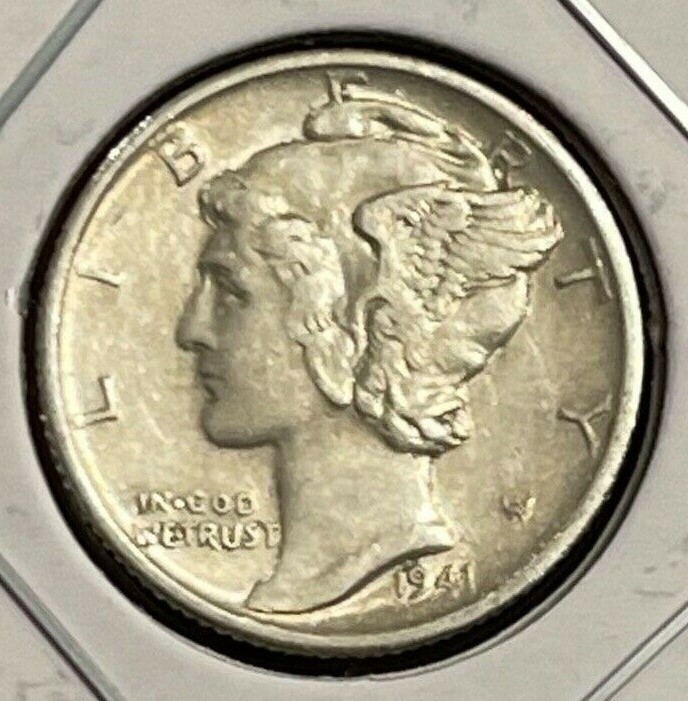 1941 S  Mercury Dime circulated 90% Silver XF Extra Fine to AU