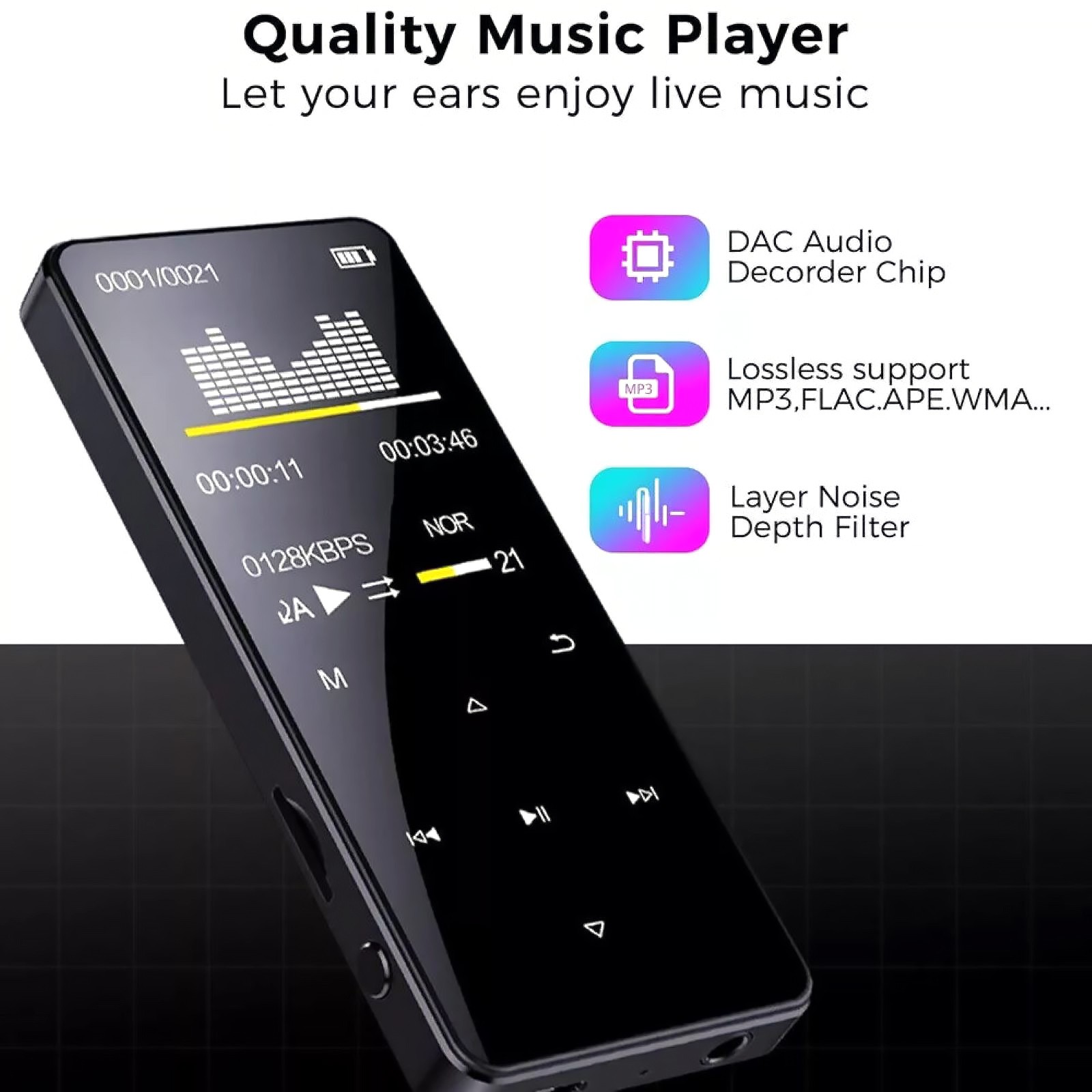 5.0 Bluetooth Lossless Music Audio Recorder Support Quick Charge Technology