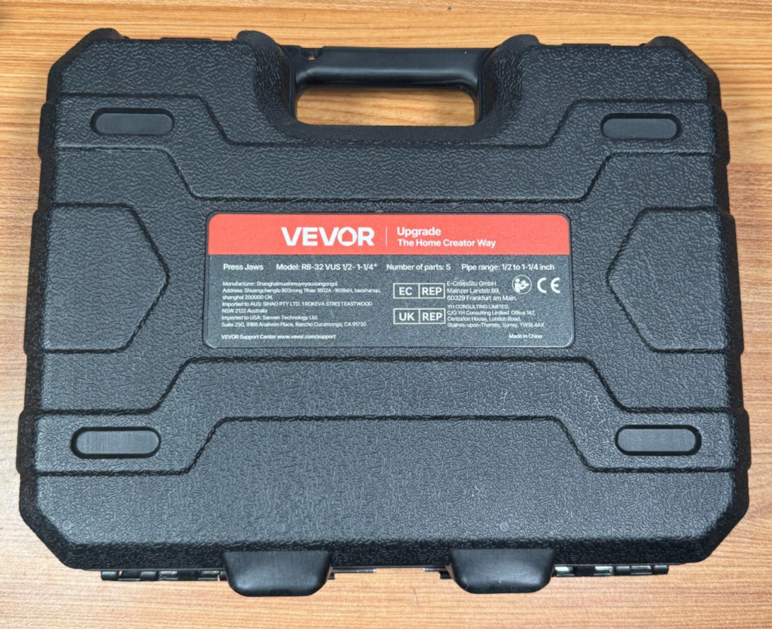 VEVOR 5PCS VUS Pressing Kit, Press Rings (1/2", 3/4", 1", 1-1/4") & R8 Jaw 32 KN