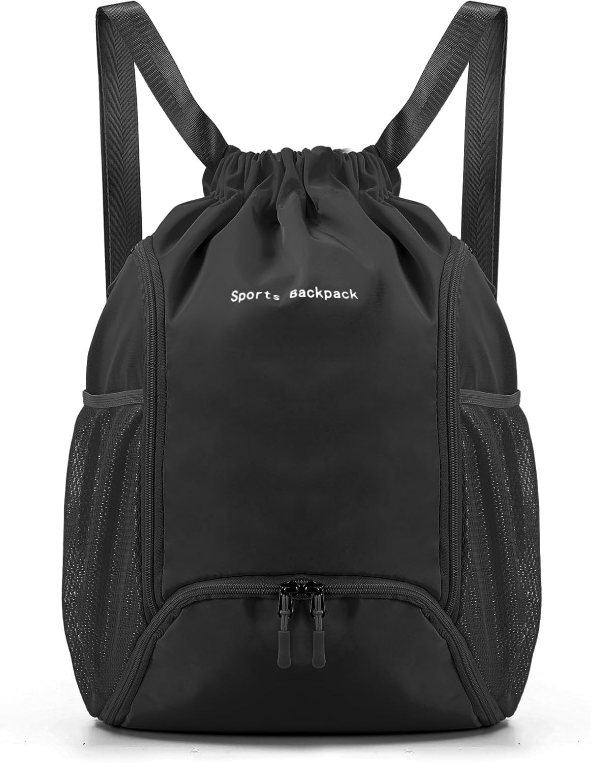 Softshell Drawstring Backpack Sports Gym Bag w Shoe Compartment Water Resistant