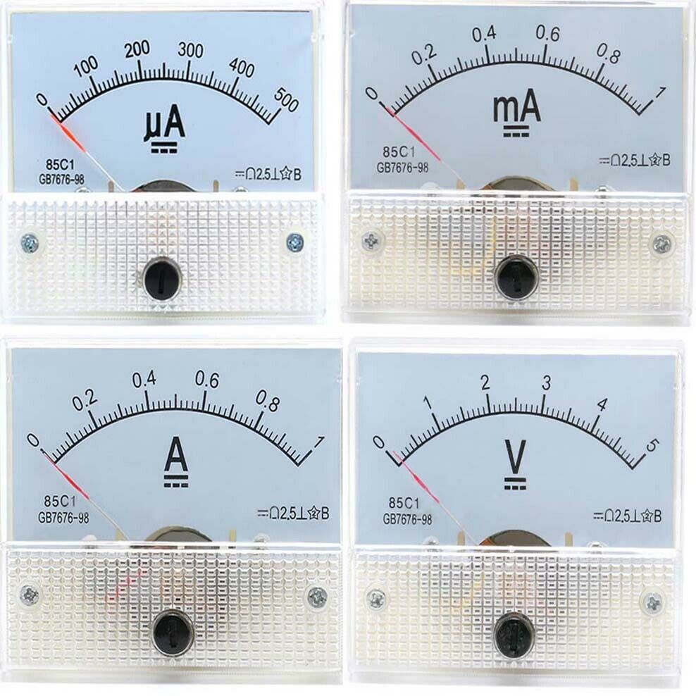 50uA to 30A DC Ammeter 5V to 300V DC Voltmeter 85C1 Analog Panel Meter 65*56mm