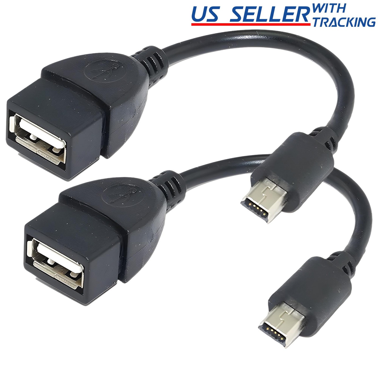 2 X Mini USB Male to USB 2.0 Female Host OTG Adapter Cable