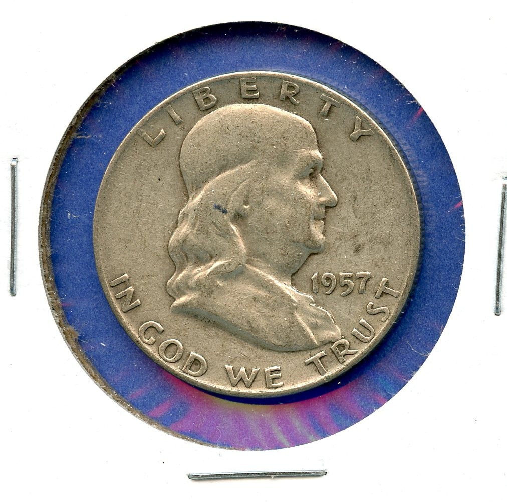 1957 P Franklin Half Dollar 50c US Mint Silver Circulated 1957-P