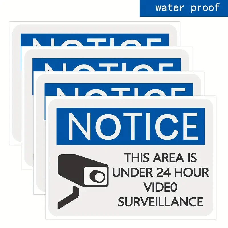 4pcs Vinyl Stickers, 5 x7 inch Notice of Video Surveillance Sticker Label Decal