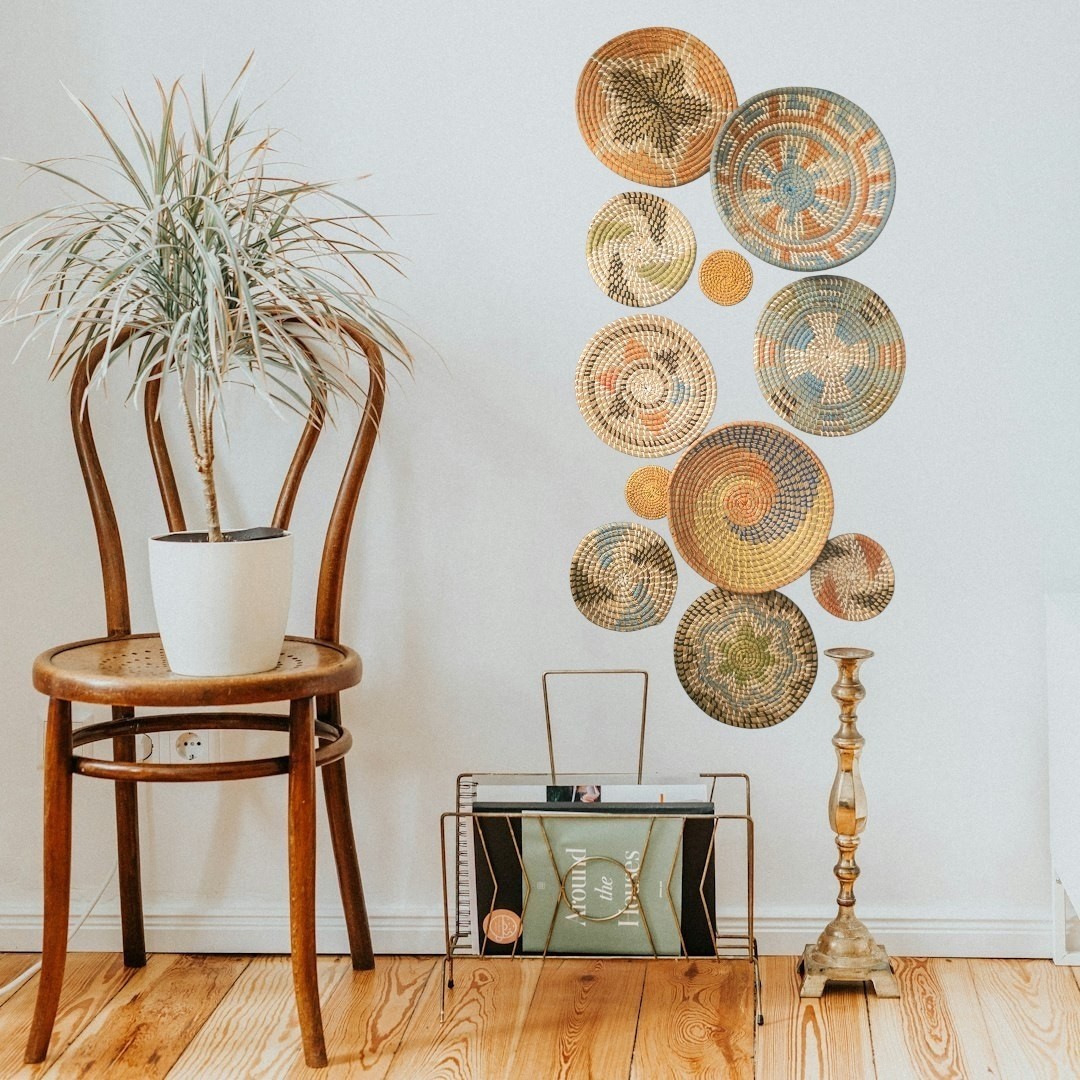 11 Pcs Boho Bulrush Woven Basket Wall Decor Art