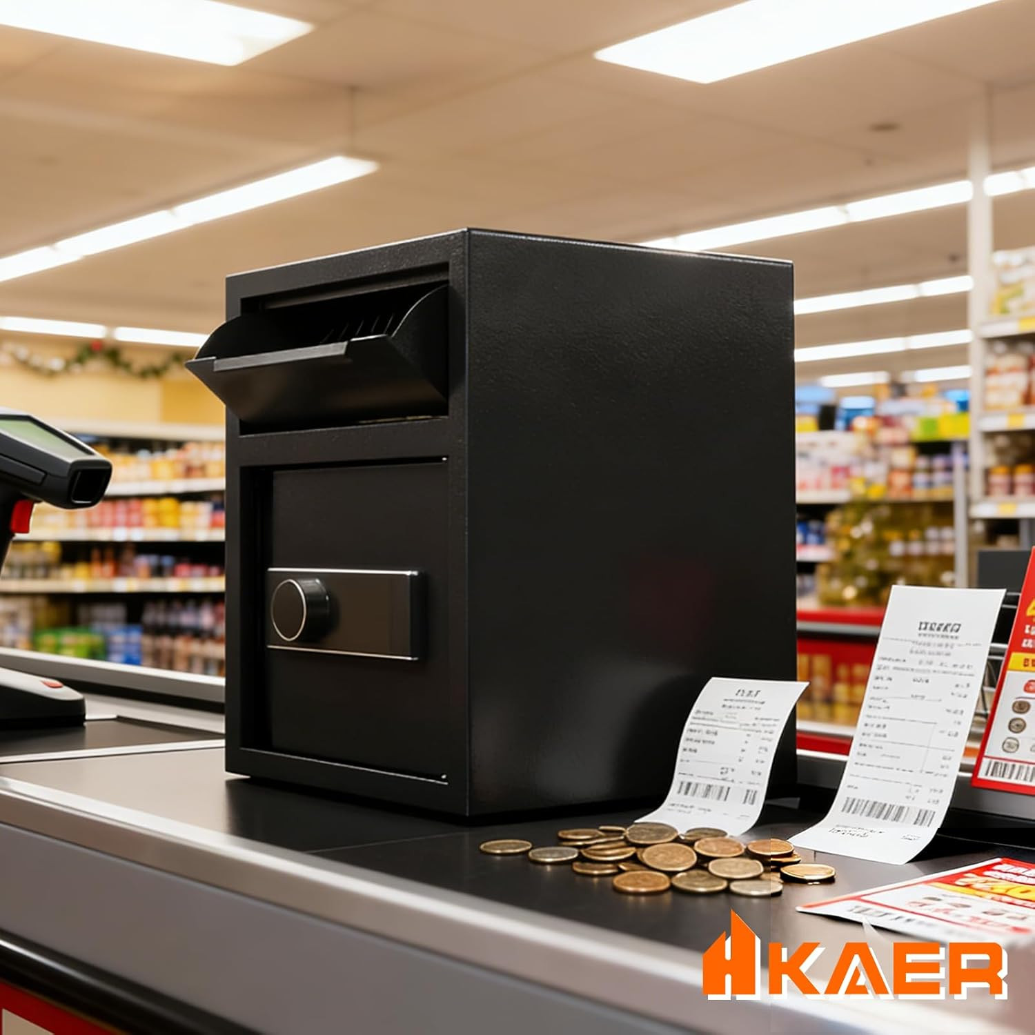2.0 CUB Depository Drop Safe Fireproof, Front Drop Slot Lock Box with Digital...