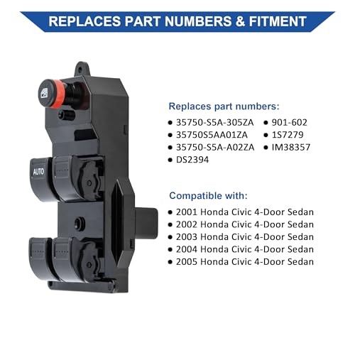 Driver Side Master Power Window Switch Control Button Compatible with 2001