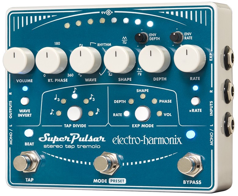 EHX Electro-Harmonix Super Pulsar Stereo Tap Tremelo Effects Pedal