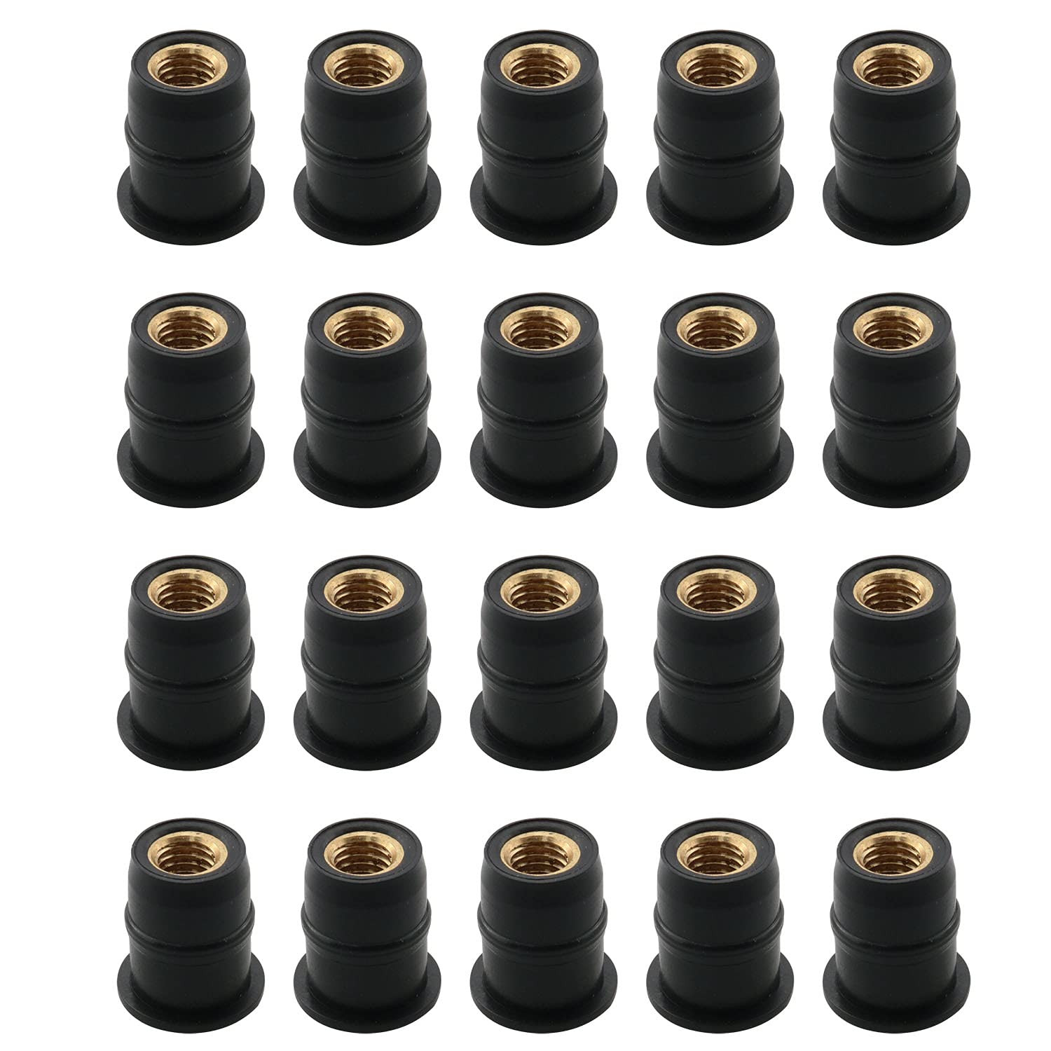 20PCS Neoprene Well Nut with Stainless Steel Pozi Screw M5-0.51'' Long 3/8'' Hol