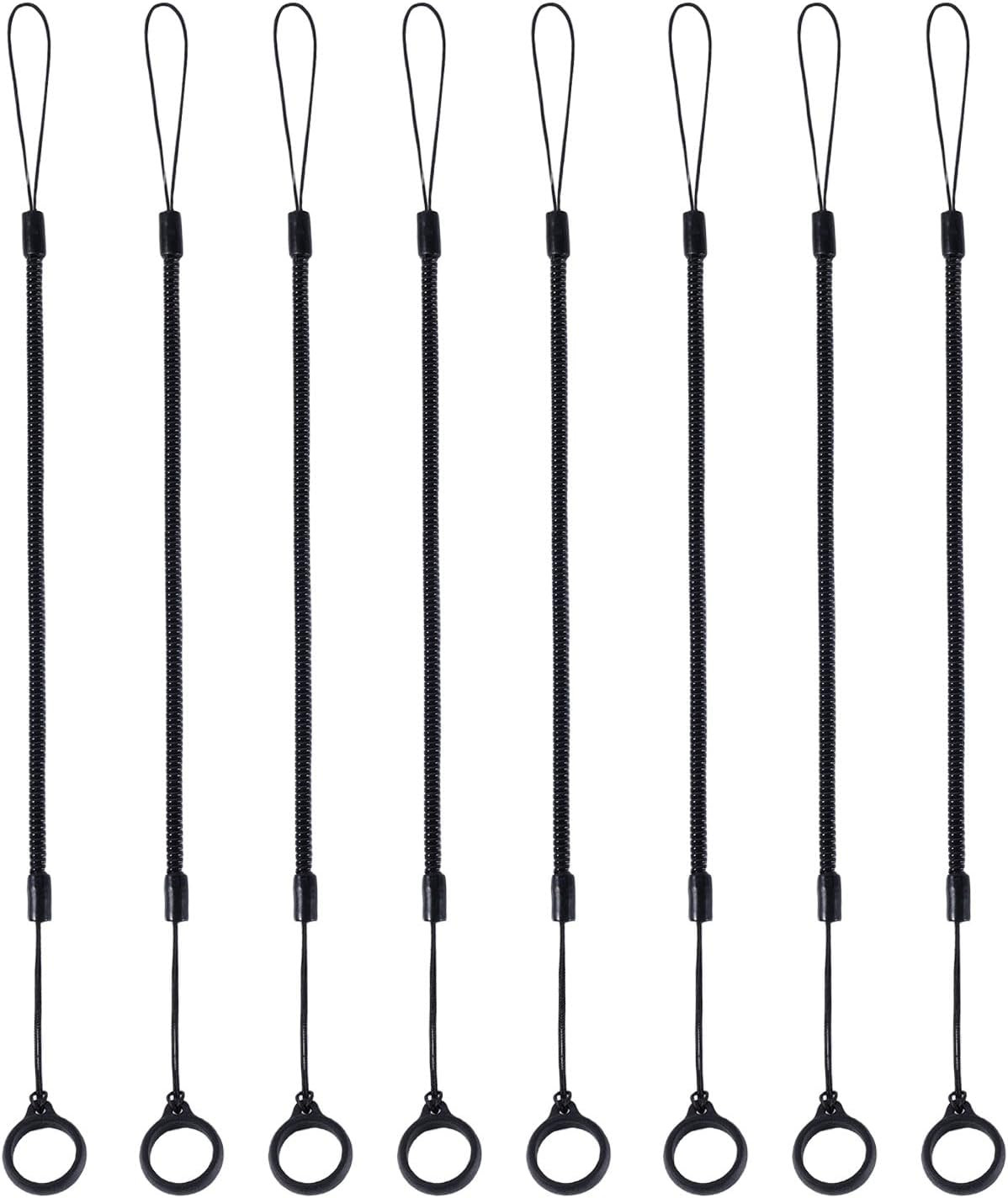 8Pcs Elastic Lanyard Tether, Retractable Spring Coil Strap with Anti-Lose Rings