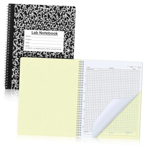 Affrolling Pack Carbonless Lab Notebook 25 Set 50 Pages 1 Black and White