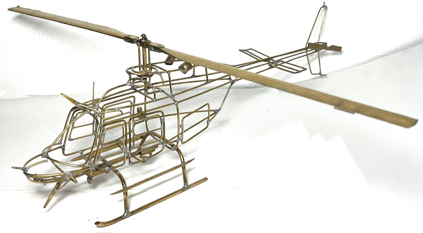 MCM Brass Stock Brass Wire  Sculptural Skeleton  Helicopter,